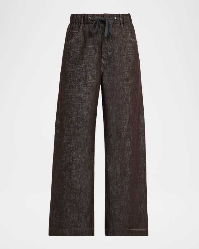 Sparkling Denim Straight-Leg Pants